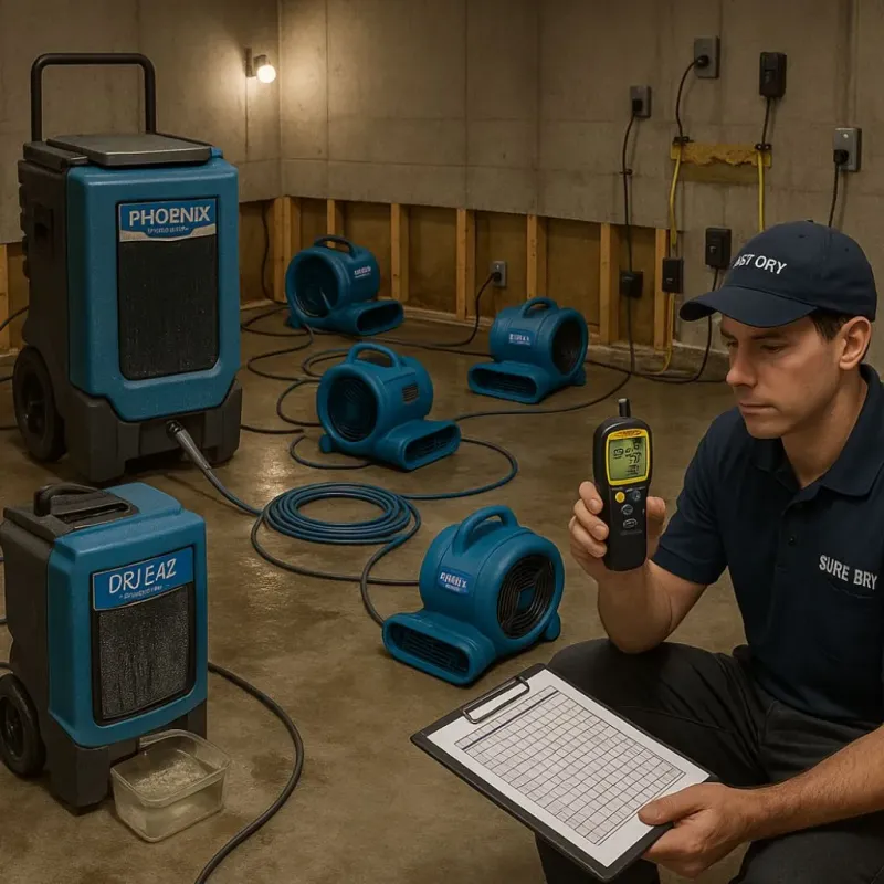 Structural Drying and Dehumidification process in Webberville, MI